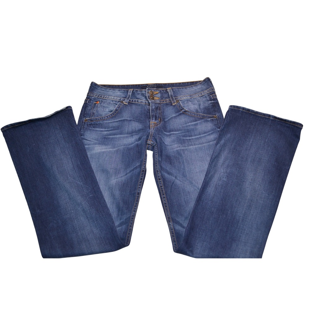 Hudson Retro Casual Summer Blue Denim Beth Baby Bootcut Flap Pocket Jeans 28‎